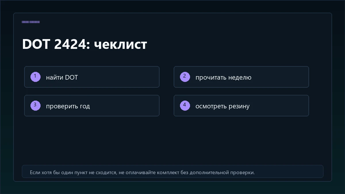 Чеклист проверки DOT и состояния шин