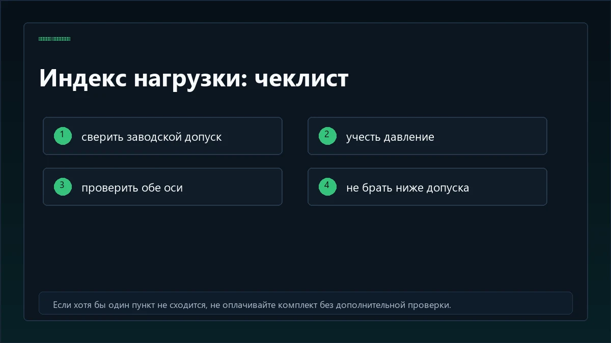 Чеклист проверки индекса нагрузки и давления