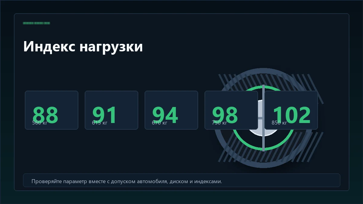 Техническая таблица популярных индексов нагрузки шин