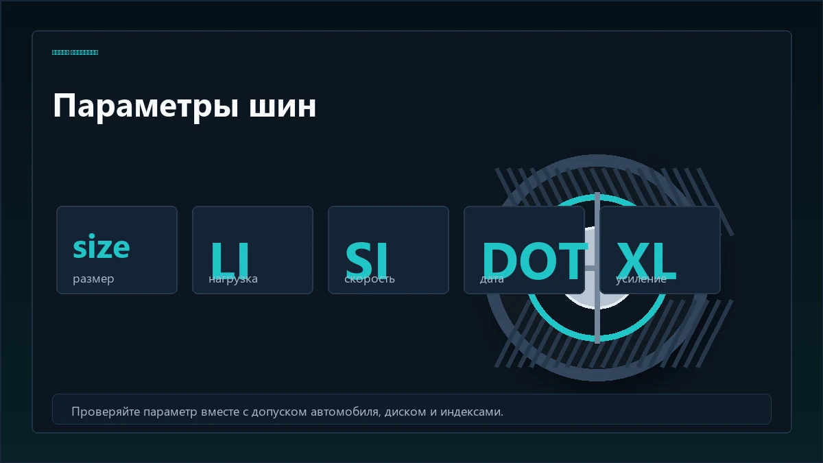 Схема основных параметров шин