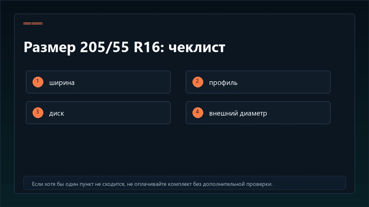 Чеклист проверки размера шины