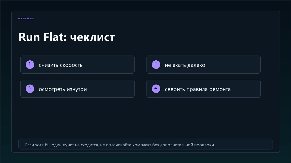 Чеклист действий после потери давления в Run Flat шине