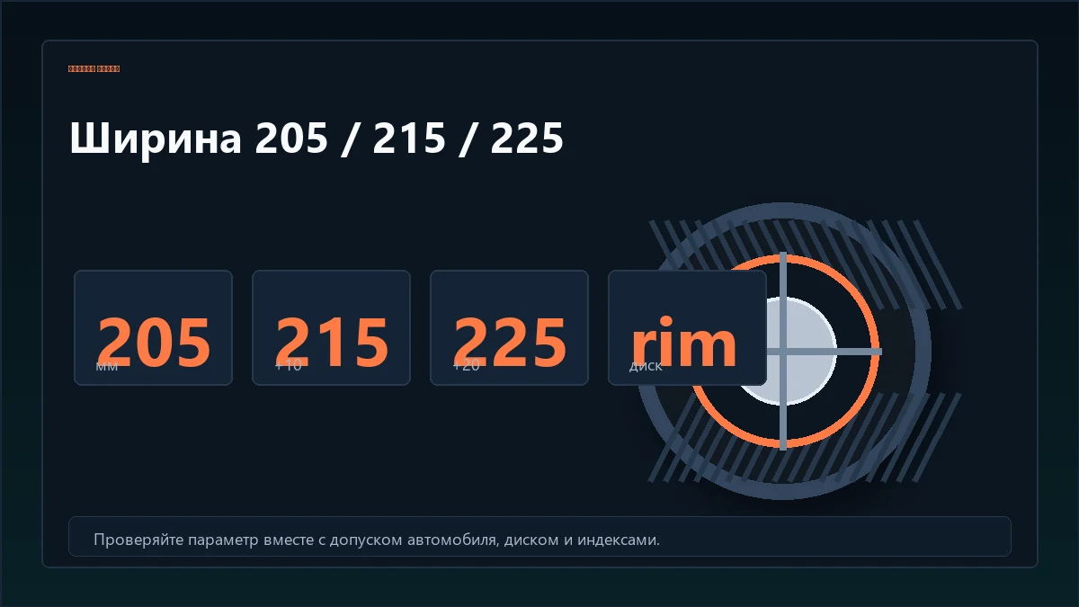 Схема ширины 205 мм в размере 205/55 R16